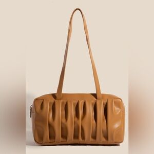 Fame Pleated Leather Rectangle Hand Bag